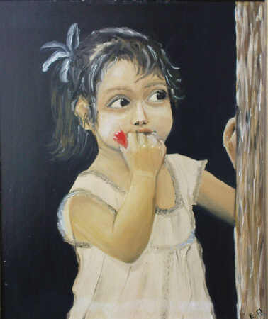 Kind, 1968, Öl auf Malkarton, 60x50 cm